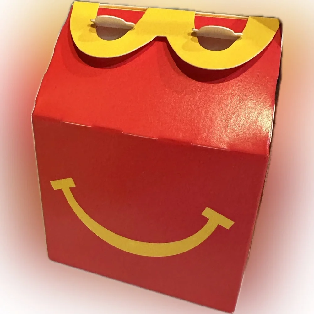 LIL MCDONALDS PLAY PLACE AREA TOY TINY MINI HAPPY MEAL BOX 3 & UNDER W/ STICKERS